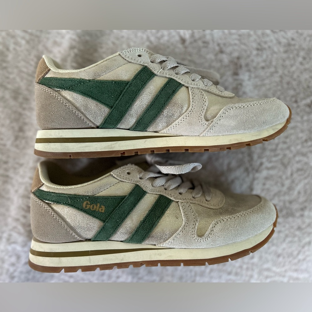 Gola Women’s Cream Metallic and Green Sneakers